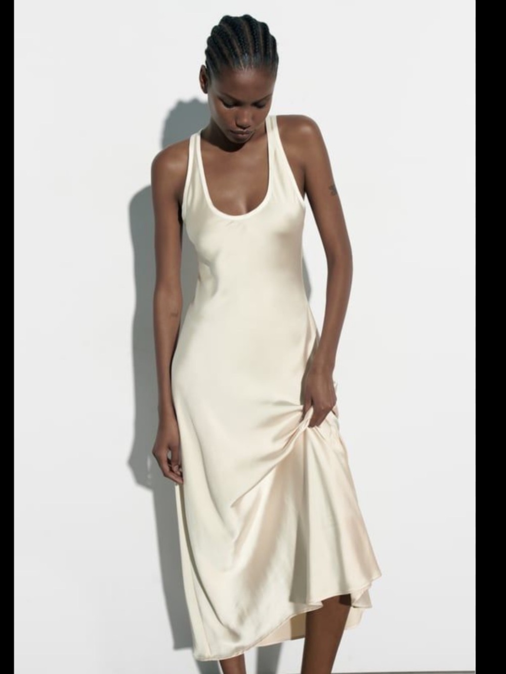 Zara satin maxi dress racer back